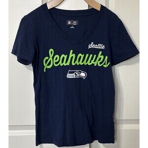 NFL Team Apparel Seattle Seahawks Women's Script T-Shirt V-Neck Size Small